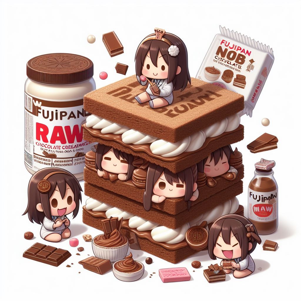 フジパンの「生チョコクリームサンドＷ」をアレンジして食べている様子のイラストを描いてください。